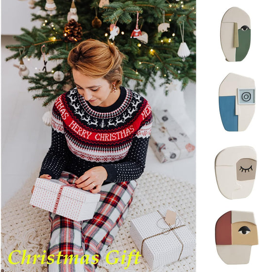 Face Flower Vase Sculpture Home Decor, Modern Abstract Resin Statue Vases, Bud Vase Gifts for Women, Small Statues Decorative for Bedroom Living Room Office Desk Bookshelf , White & Red