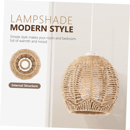 3 Retro Rattan Woven Pendant Light Cover