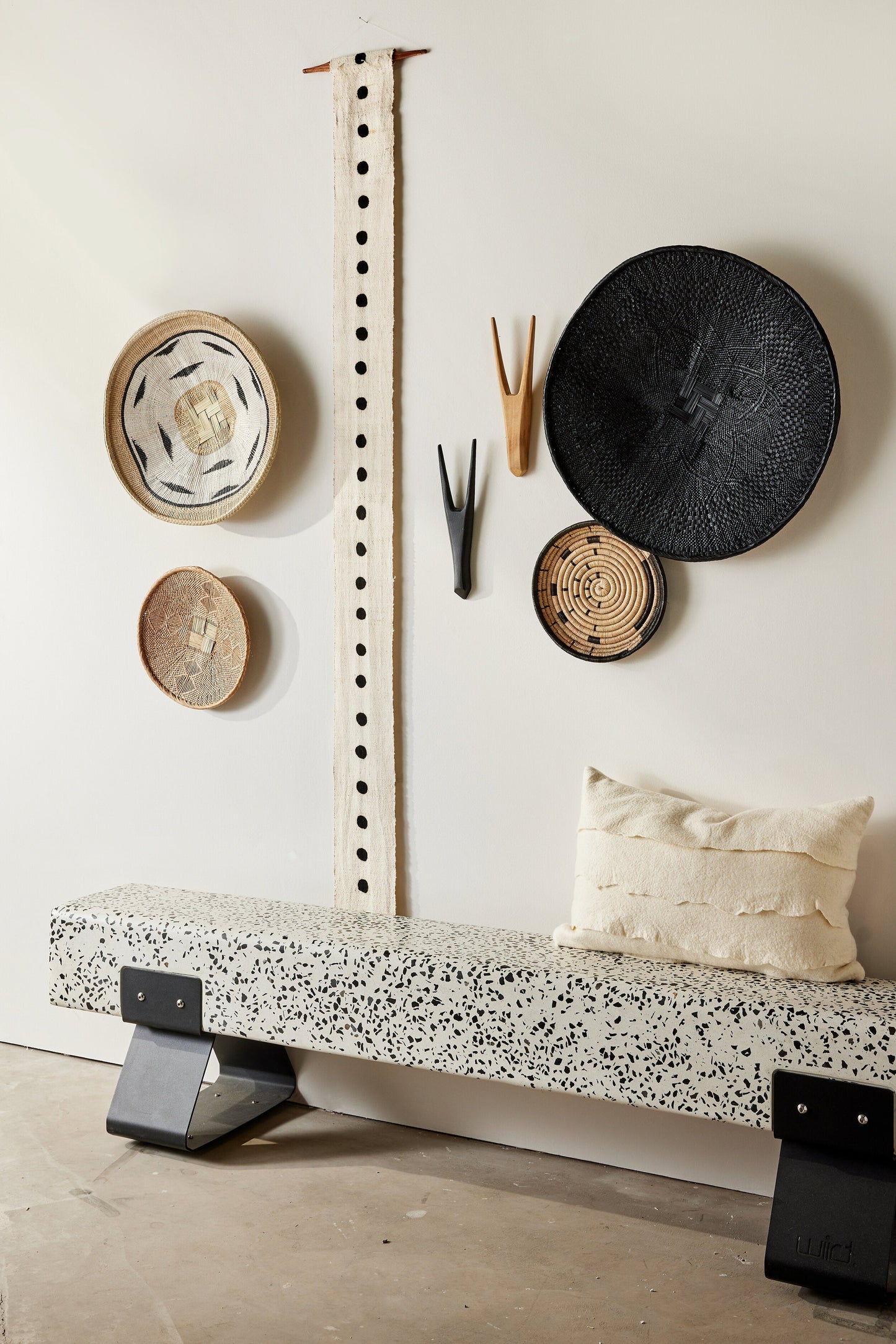 Hand-Painted Black Binga Flat Basket