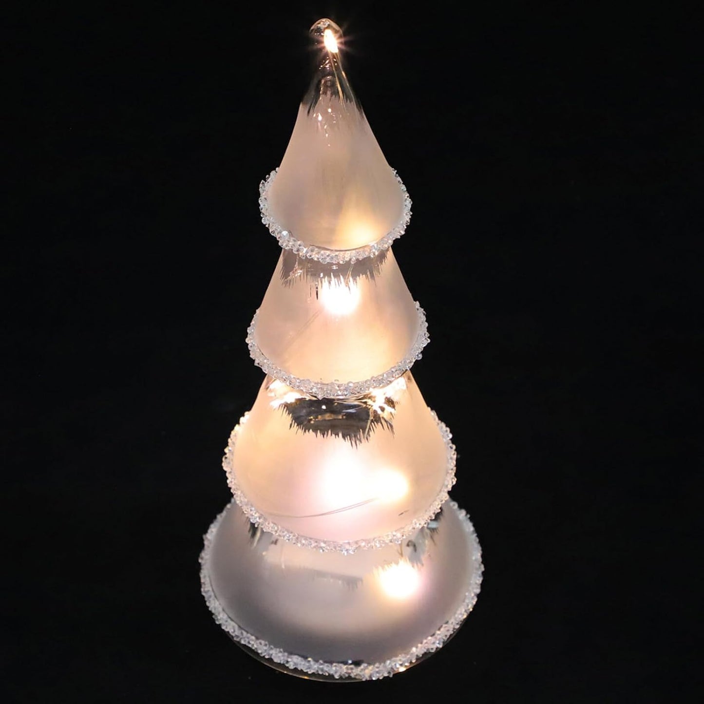 Beaupretty Glass Christmas Light up Mini Tabletop Xmas Light Holiday Figurine Decorations for Room Fireplace Party