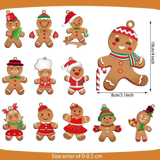 60 Pieces Gingerbread Man for Christmas Tree Gingerbread Kitchen Ornaments Hanging Baking Ornament Cutout Candyland Tree Ornaments for Christmas Party Classroom Decorations (Cute Style)