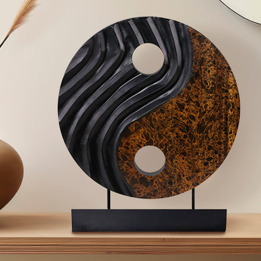 Handmade Yin Yang Wooden Sculpture