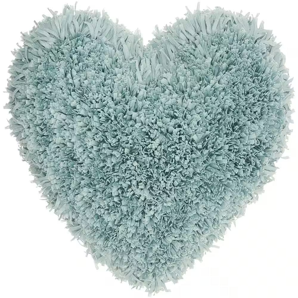 Shaggy Heart Celadon Shag 18 In. X 18 In. Throw Pillow