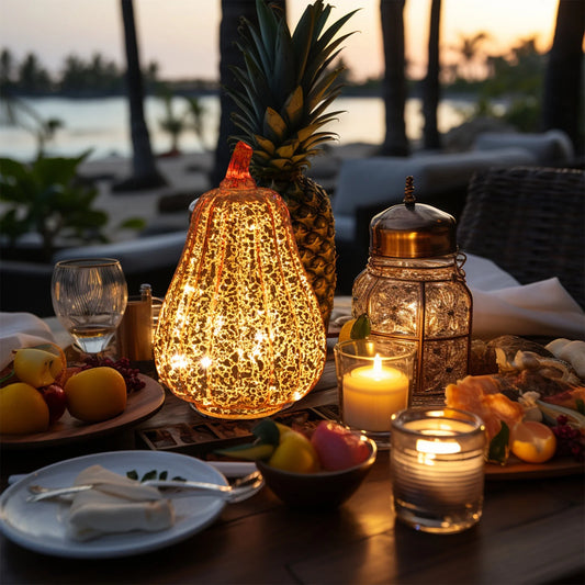 Fall Mercury Glass Light up Pumpkin Decor Fall Decoration for Home Thanksgiving Lamps for Festive Decoration Halloween Decorations Starry Night Pumpkins Tabletop Centerpiece Fall Home Decor