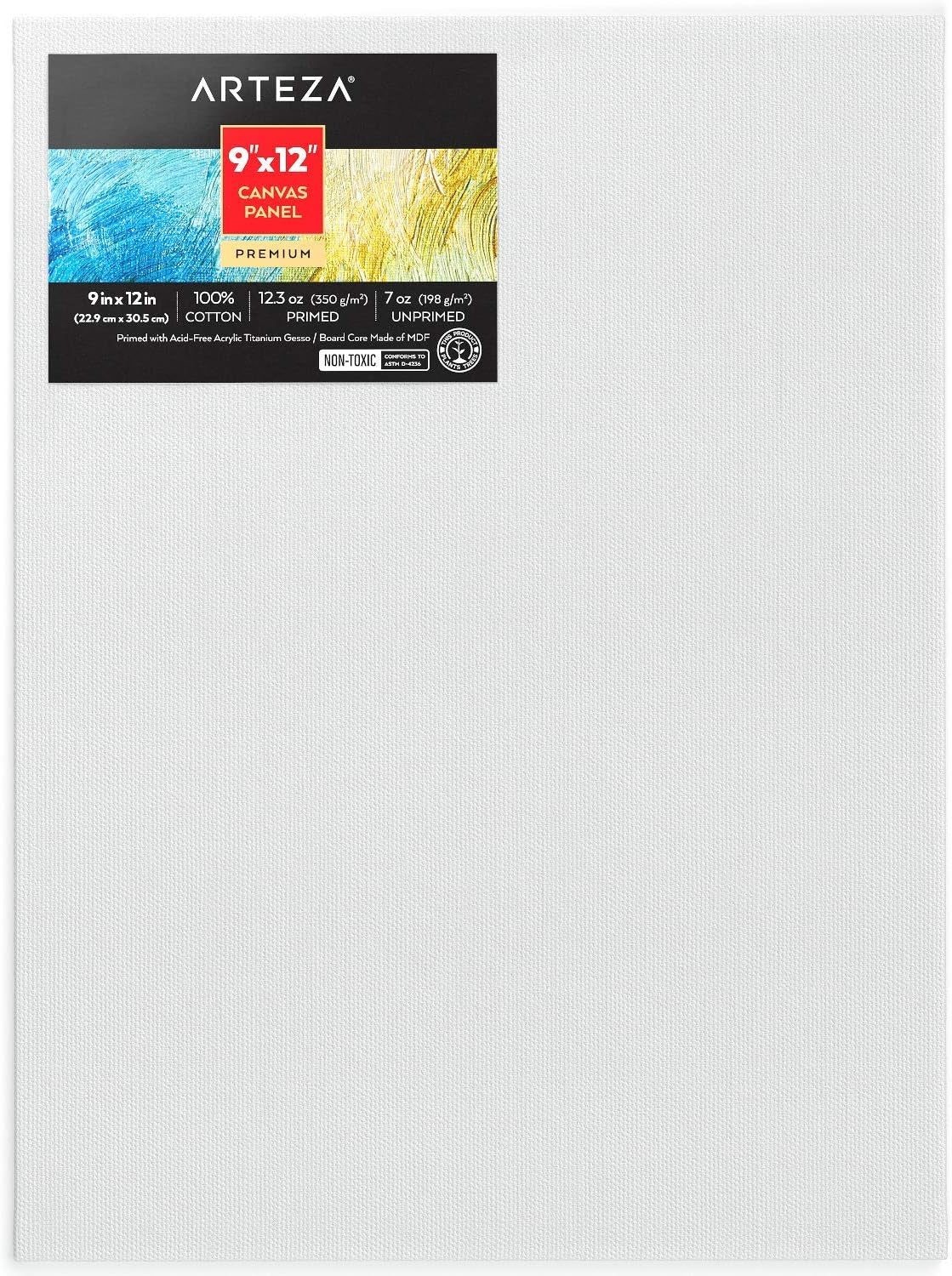 ARTEZA Premium Canvas Boards for Painting, 5 X 7, 8 X 10, 9 X 12, 11 X 14 Inches, Multipack of 28, White Canvas for Acrylic, Oil and Gouache Painting