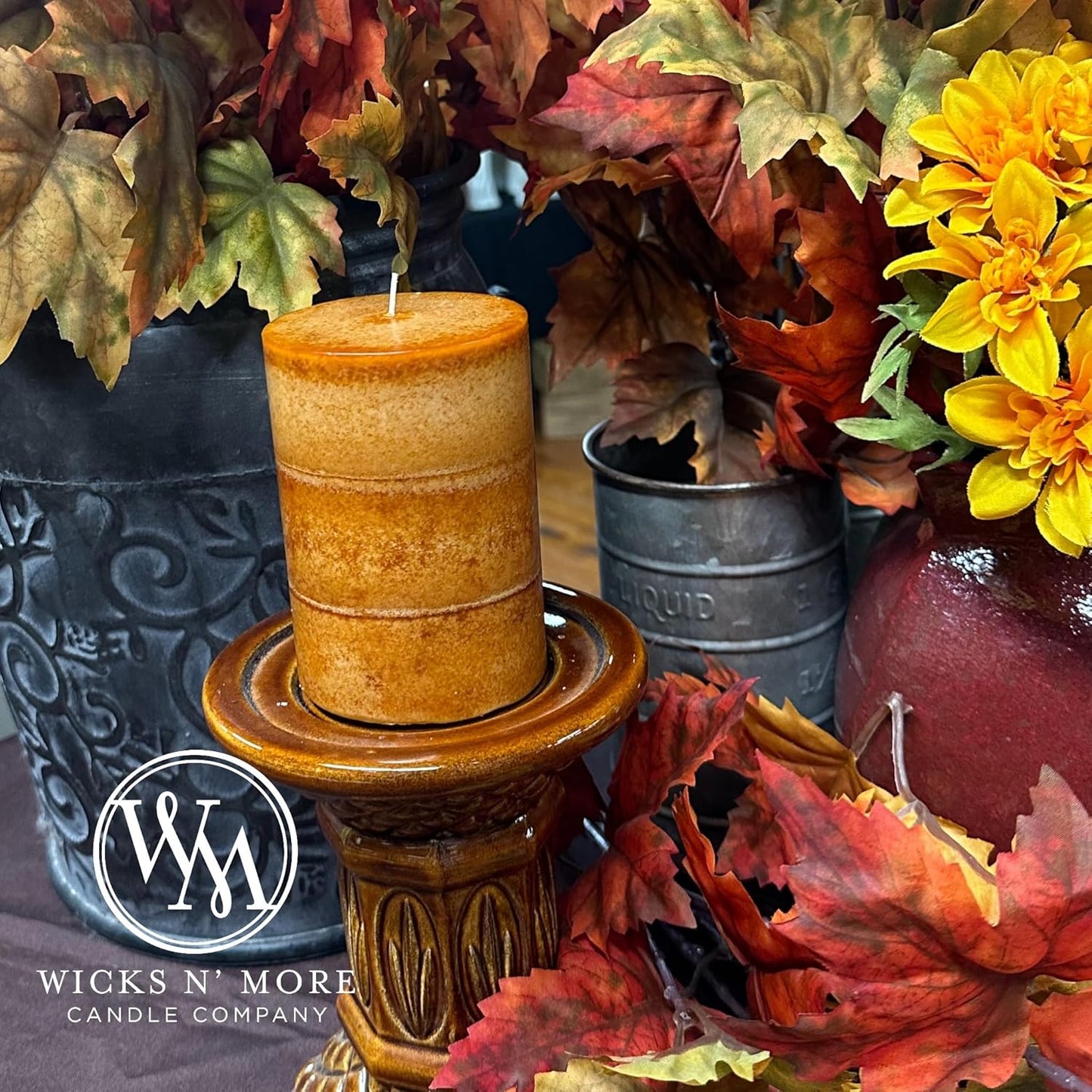 Wicks N More Pumpkin Perfect Hand Crafted Pillar Candles (3X4)