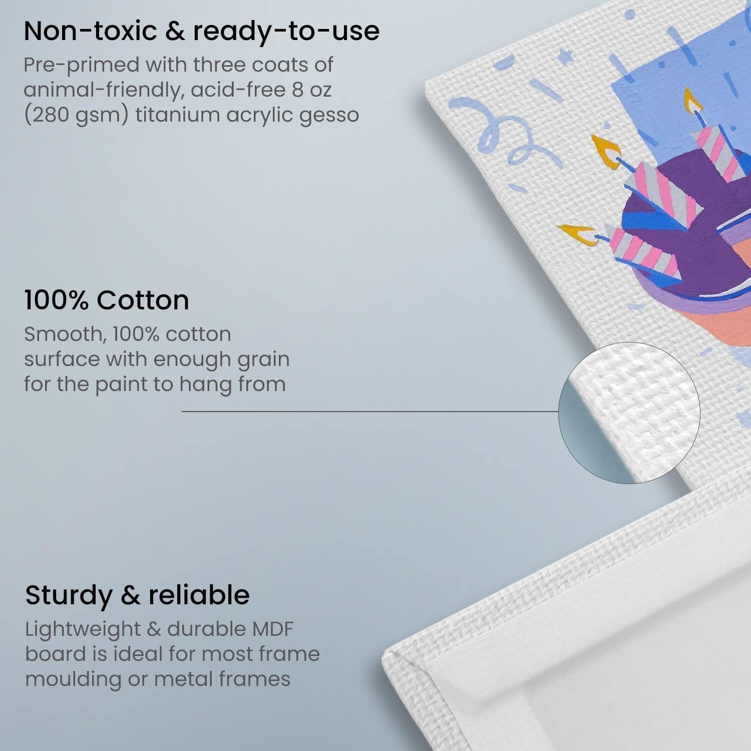 ARTEZA Premium Canvas Boards for Painting, 11 X 14 Inches, Pack of 14, Blank White Canvas Panels for Acrylic, Oil and Gouache Painting