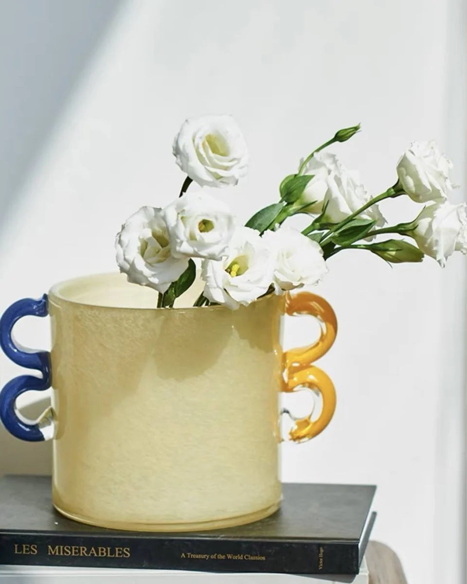 Handblown Whimsical Cylinder Vase - Eclectic Table Setting Centrepieces