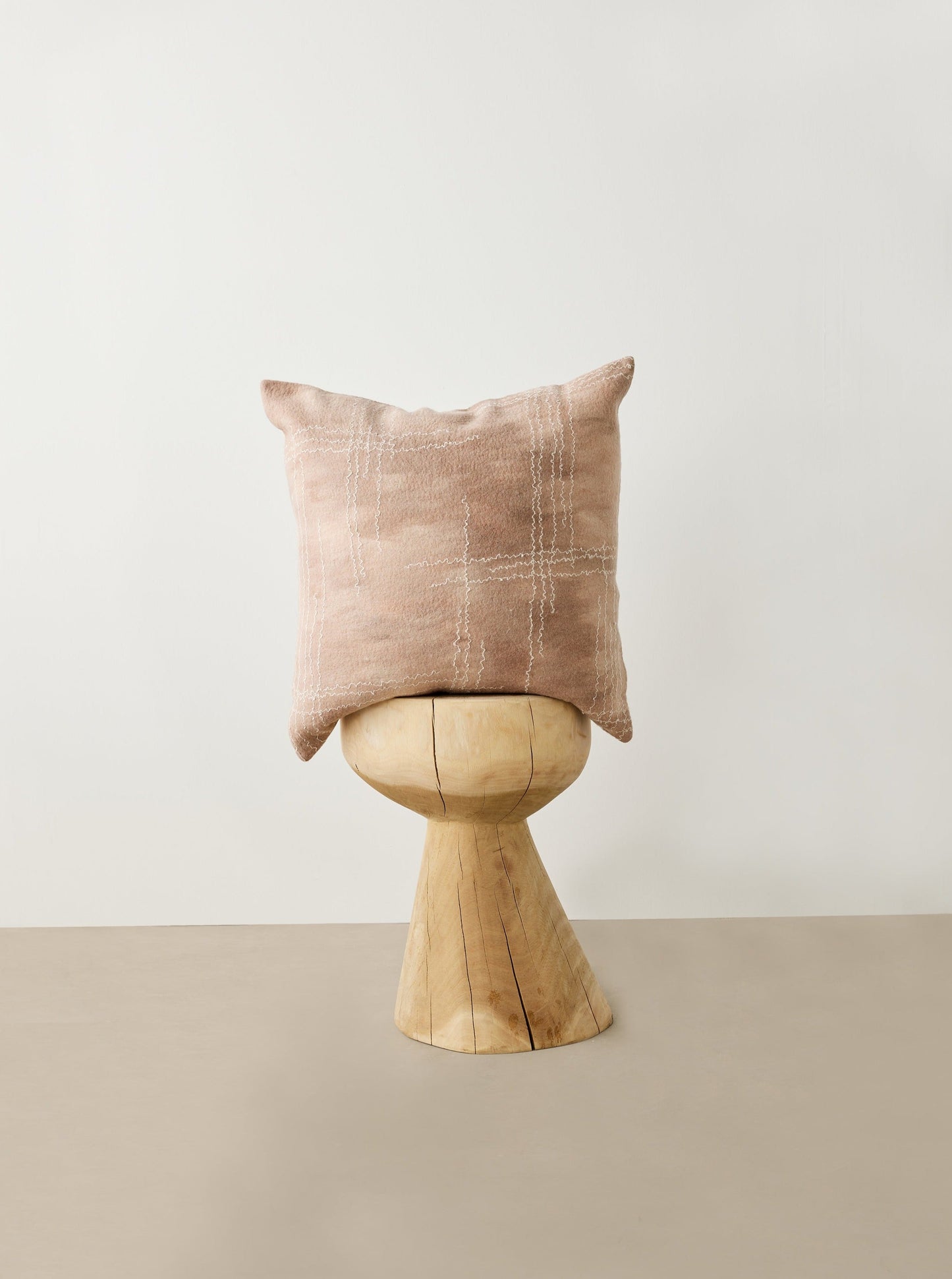 Linear Dusty Rose Hand-Felted Merino Wool Throw Pillow