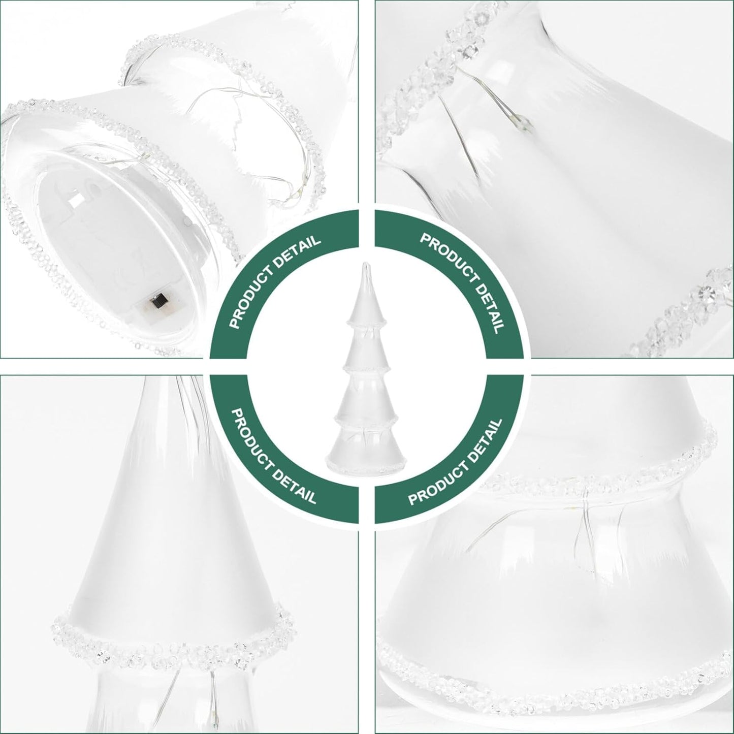 Beaupretty Glass Christmas Light up Mini Tabletop Xmas Light Holiday Figurine Decorations for Room Fireplace Party