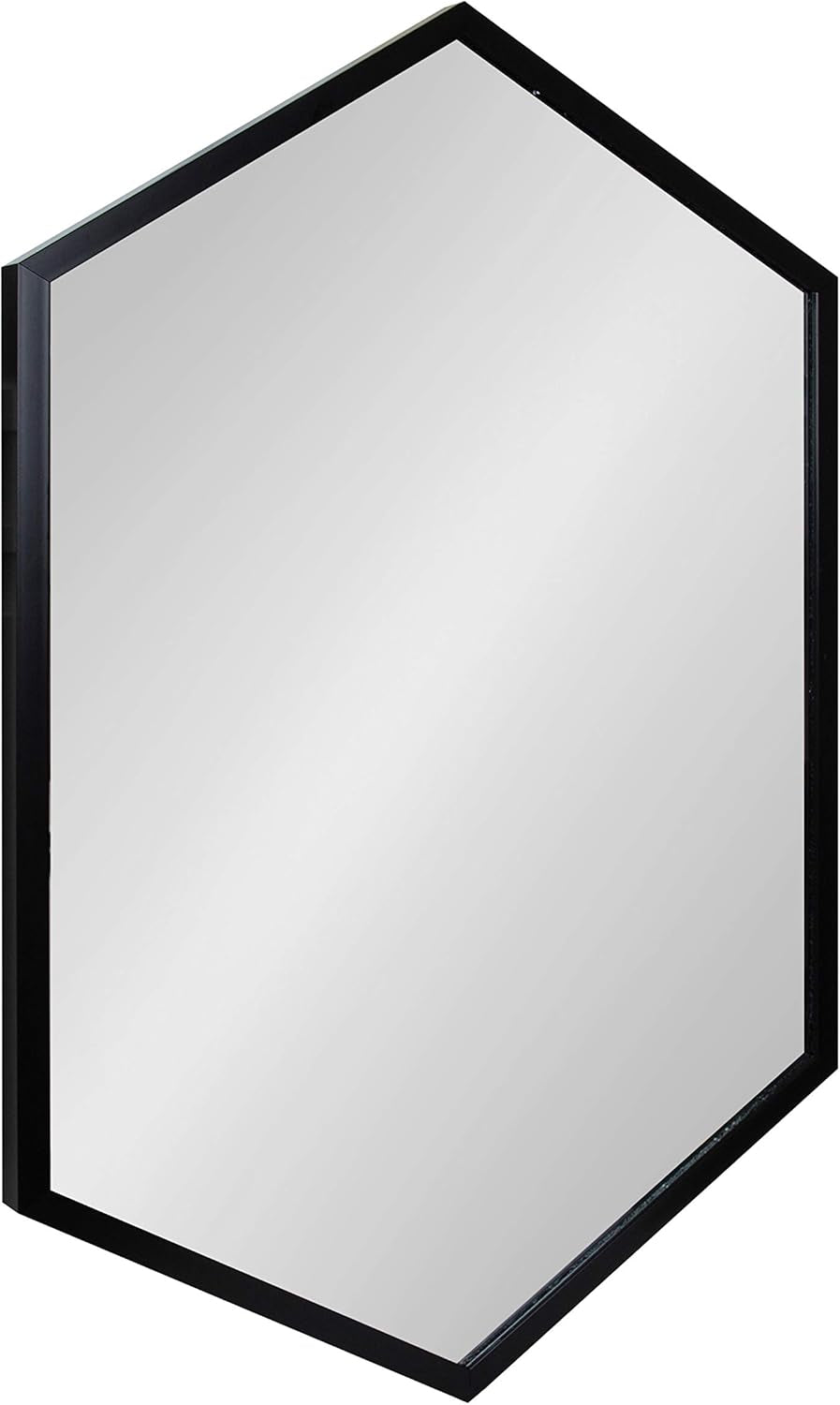 Kate and Laurel Laverty Modern Oblong Hexagon Mirror, 24 X 36, Walnut Brown, Geometric Wall Decor