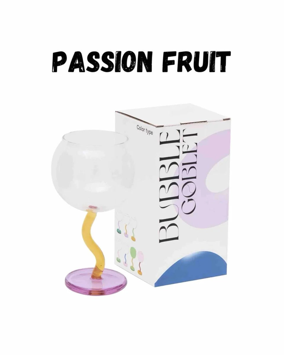 Handblown Bubble Wine Glass - Retro Whimsical Eclectic Wavy Stemmed Goblets