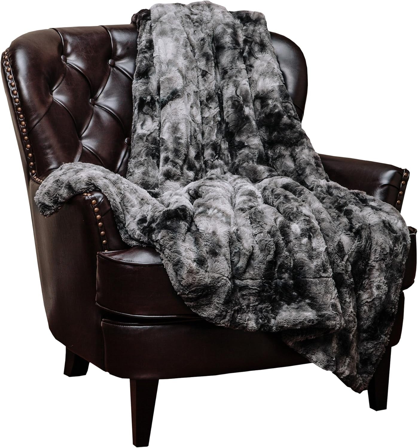 Chanasya Premium Wolf Faux Fur Throw Blanket - Soft, Fuzzy Sherpa & Minky Throw Blanket - for Bed or Couch - 60" X 70” - White