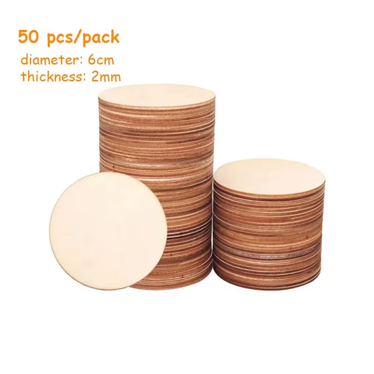50Pcs 6Cm Unfinished Wood Slices, Natural round Blanks Wood Circles for Crafts DIY Art Crafts Christmas Decorations