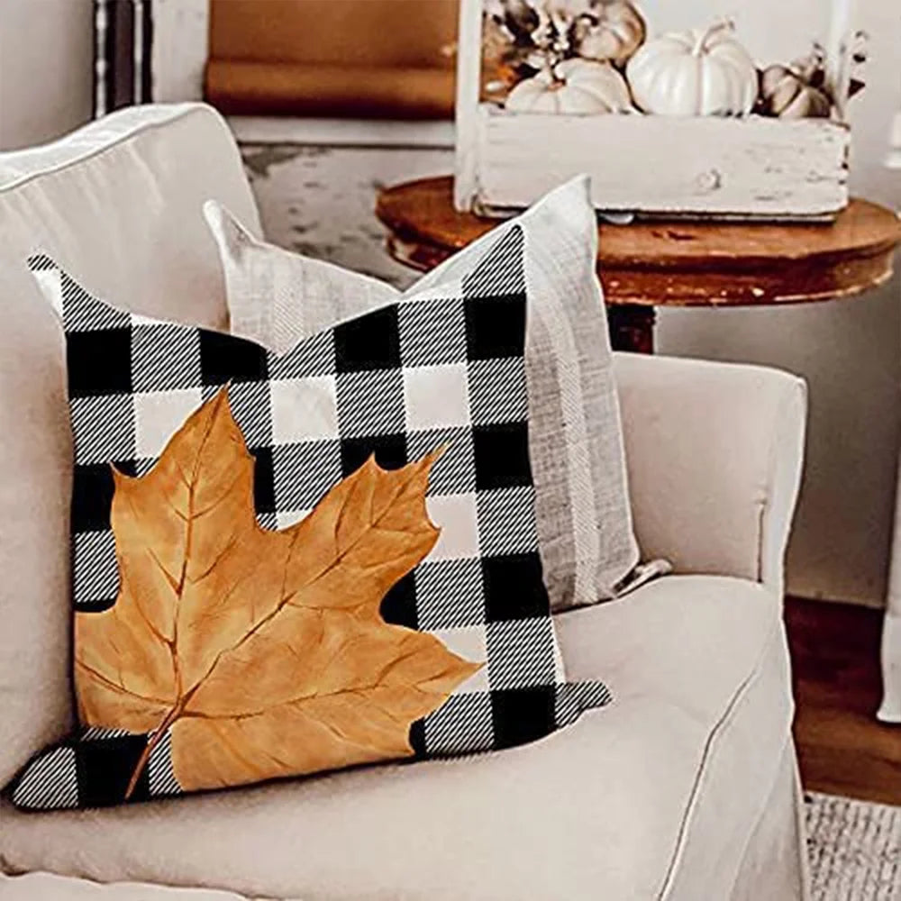 18 X 18 Farmhouse Thanksgiving Decorative Pillow Covers, Throw Cushion Case, 4 Count
