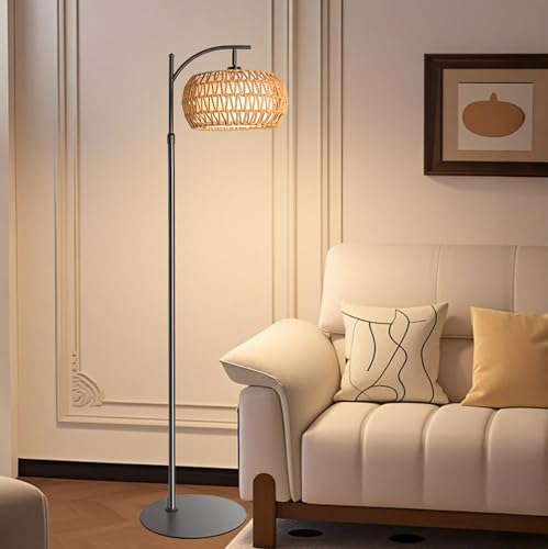 Boho Rattan Floor Lamp