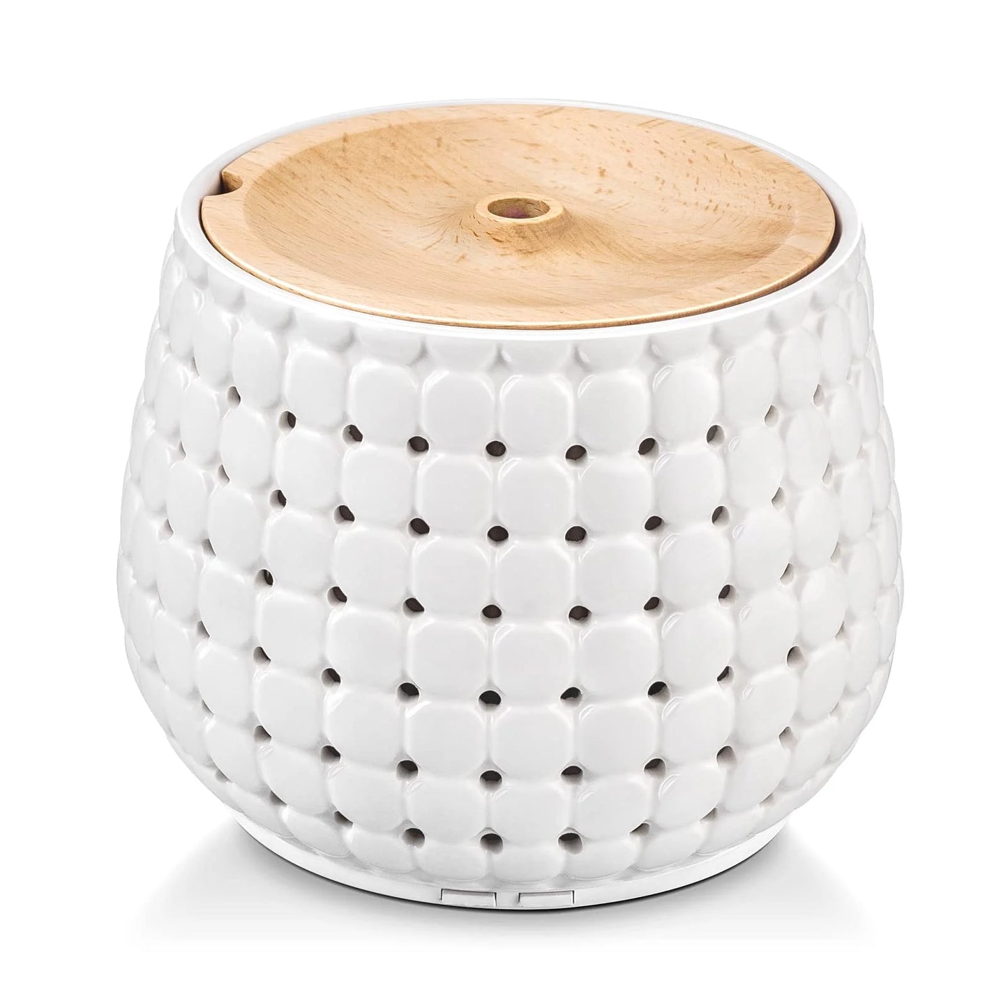 250Ml Ceramic Oil Diffuser for Essential Oils Large Room, Aromatherapy Oil Diffuser Cool Mist Humidifier with 7 Colors Lights 2 Mist Modes White