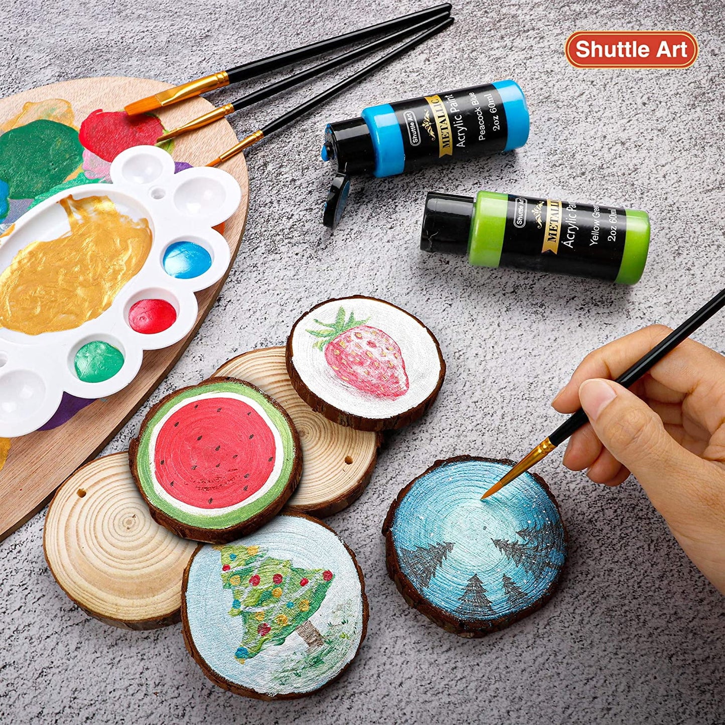 (3 Pack)  2 Oz Multi-Color Metallic Acrylic Craft Paint (24 Pieces)