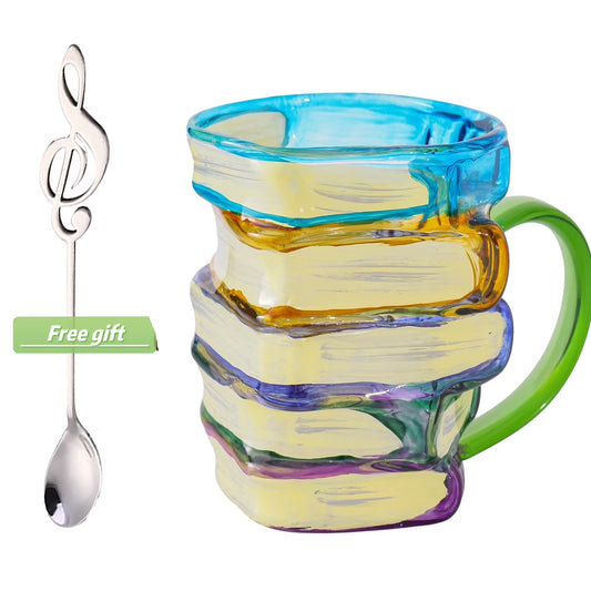 Painted Book Mug,Stackable Handmade Coffee Mugs, 3D Painted Book Mug for Hot or Cold Brews,Coffee Cup Collection Gifts for Literature Lovers