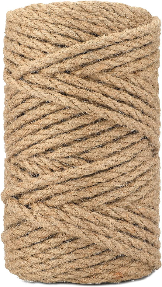 6MM Jute Rope,164Feet Strong and Heavy Duty Jute Twine, Brown Decoration Hemp Tw