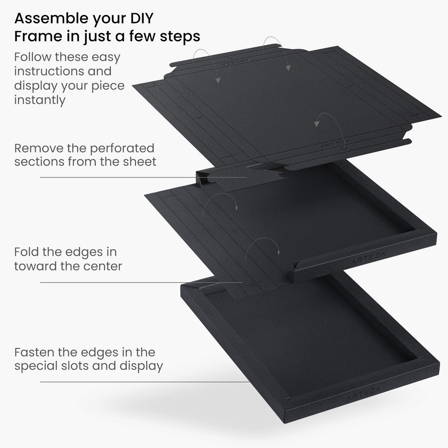 ARTEZA Mixed Media Paper Foldable Canvas Pad, 8X11 Inches, 20 Sheets, Black Paper