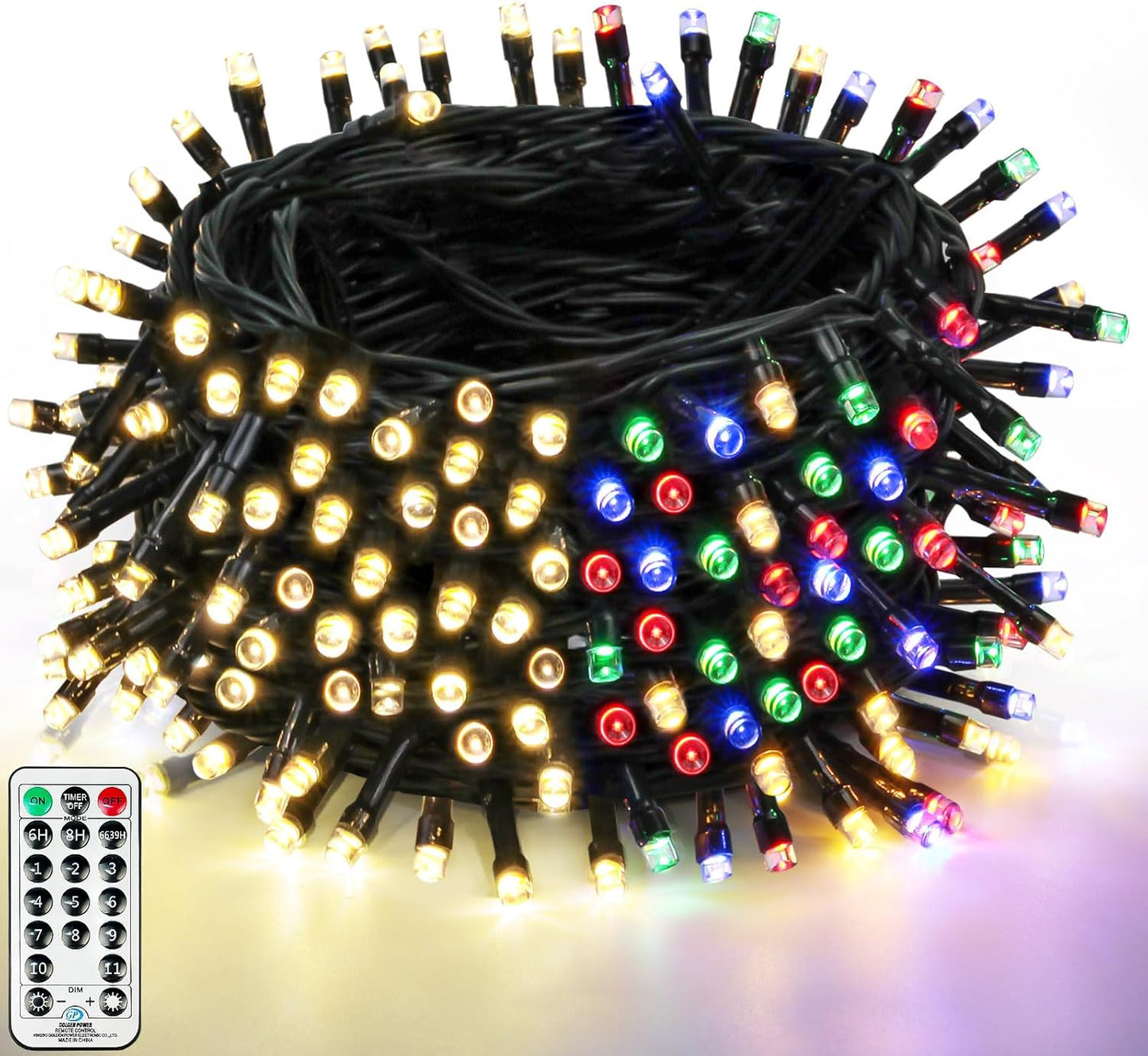 Upgraded 75.8 FT 200 LED Christmas String Lights Outdoor/Indoor, Timer & Memory Function & 8 Modes, Extendable Green Wire Waterproof Fairy String Lights for Xmas Tree Holiday Party Garden (Warm White)