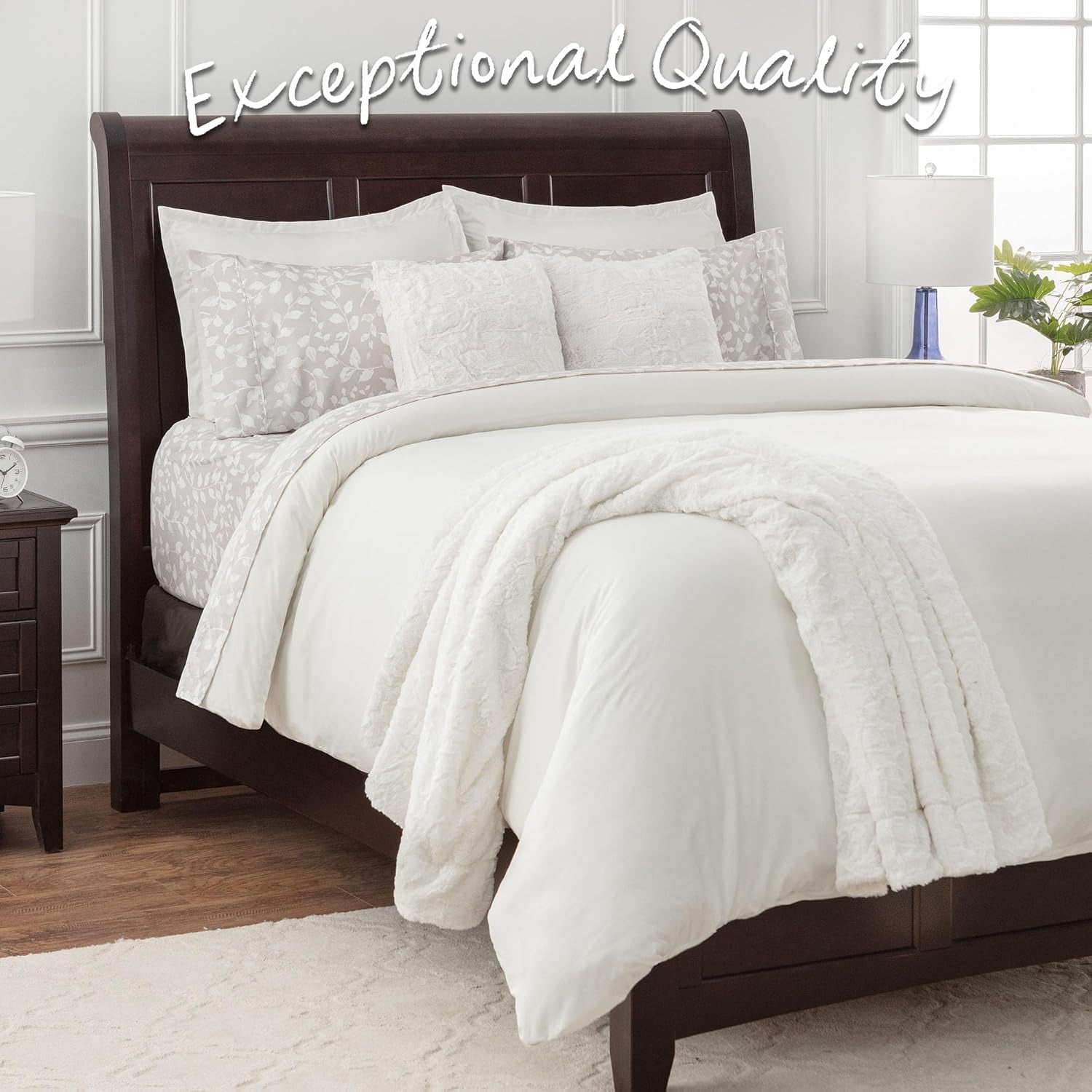 Chanasya Premium Wolf Faux Fur Throw Blanket - Soft, Fuzzy Sherpa & Minky Throw Blanket - for Bed or Couch - 60" X 70” - White