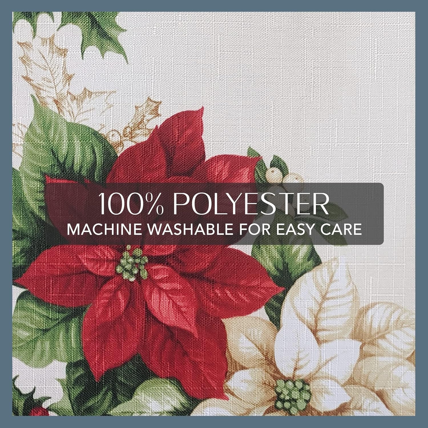 Elrene Home Fashions Red and White Poinsettia Holiday Fabric Placemats, Christmas Mats for Table Decor, 13 Inches X 19 Inches, Set of 4