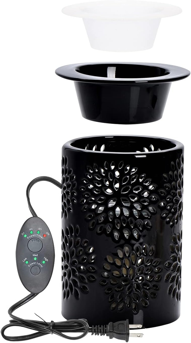 ASAWASA Ceramic Wax Melt Warmer with Timer and 1 Pc Silicone Dish,Candle Wax Warmer for Scented Wax & Essential Oils,Ideal Gift for Home Office Kitchen Long Cyan