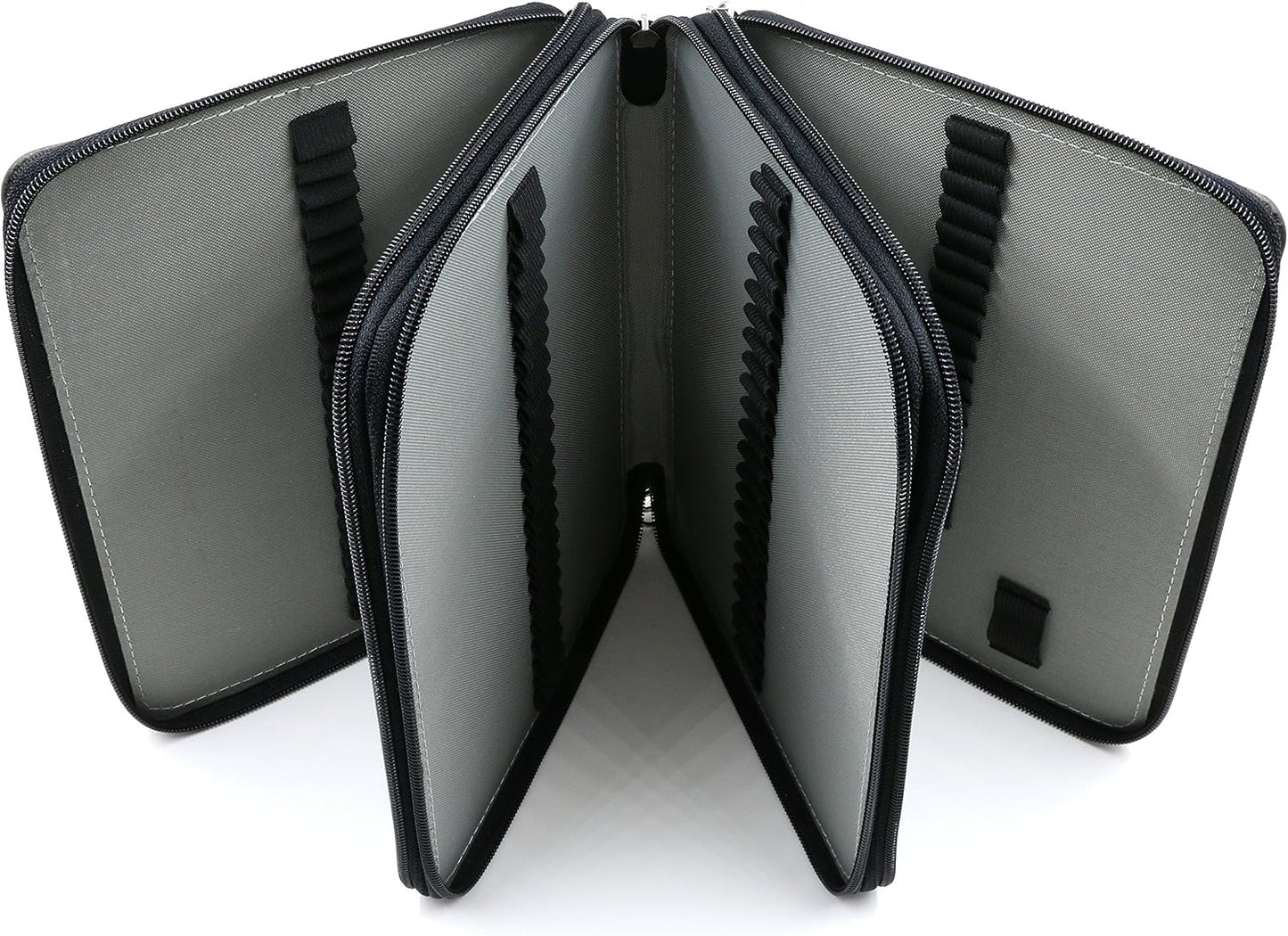 YOUSHARES 120 Slots Pencil Case - PU Leather Handy Multi-Layer Large Zipper Pen Bag with Handle Strap for Prismacolor Watercolor Pencils, Crayola Colored Pencils, Marco Pens and Makeup Brush (Black)