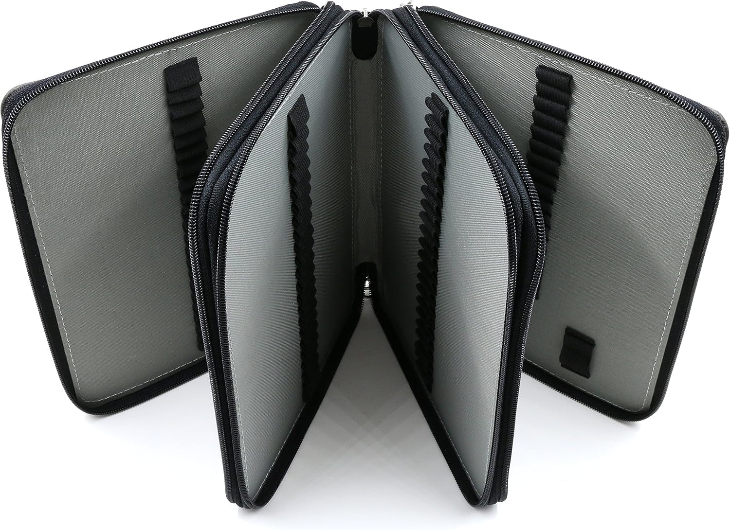 YOUSHARES 120 Slots Pencil Case - PU Leather Handy Multi-Layer Large Zipper Pen Bag with Handle Strap for Prismacolor Watercolor Pencils, Crayola Colored Pencils, Marco Pens and Makeup Brush (Black)