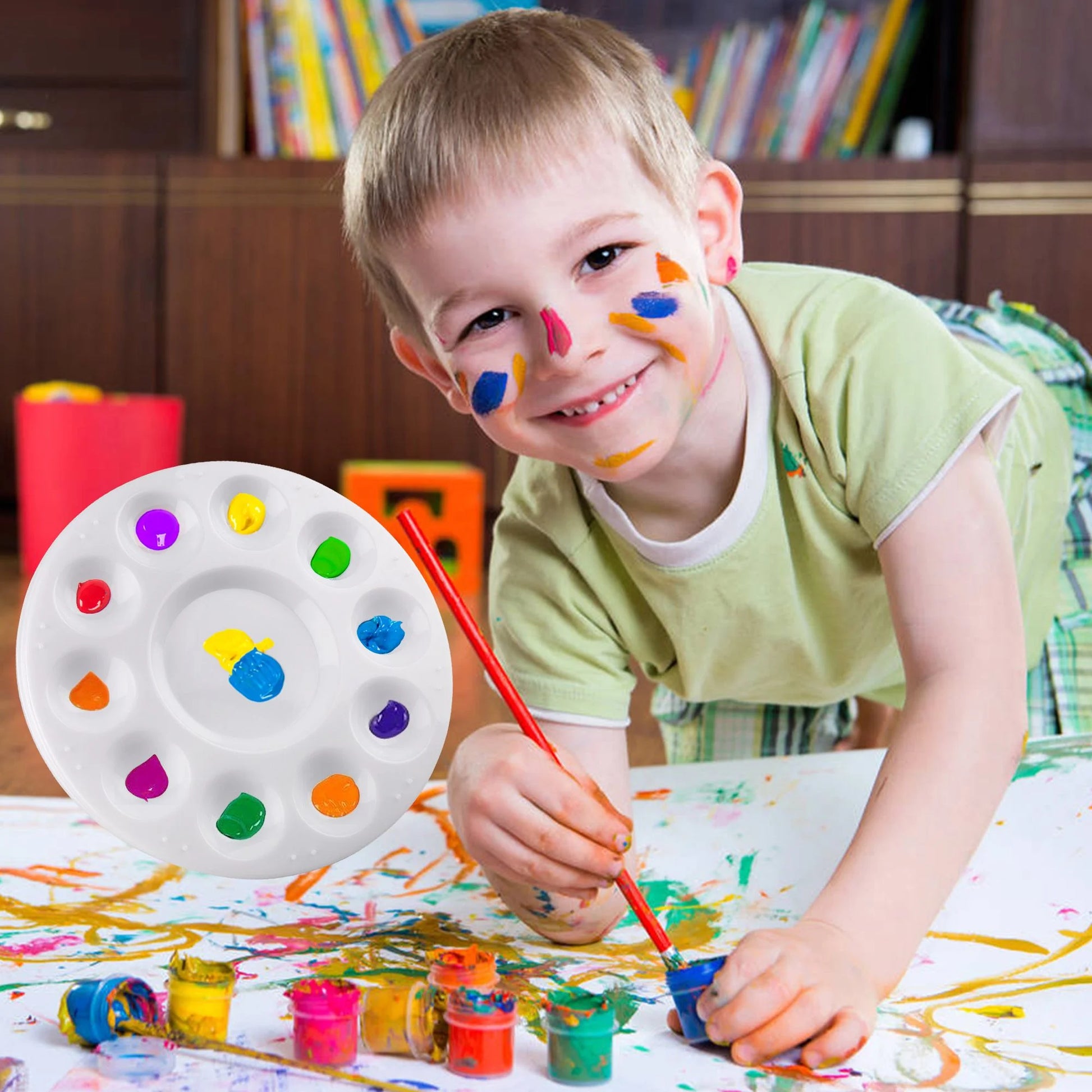 12 Plastic Painting Tray Palettes, Plastic Paint Pallets for Kids