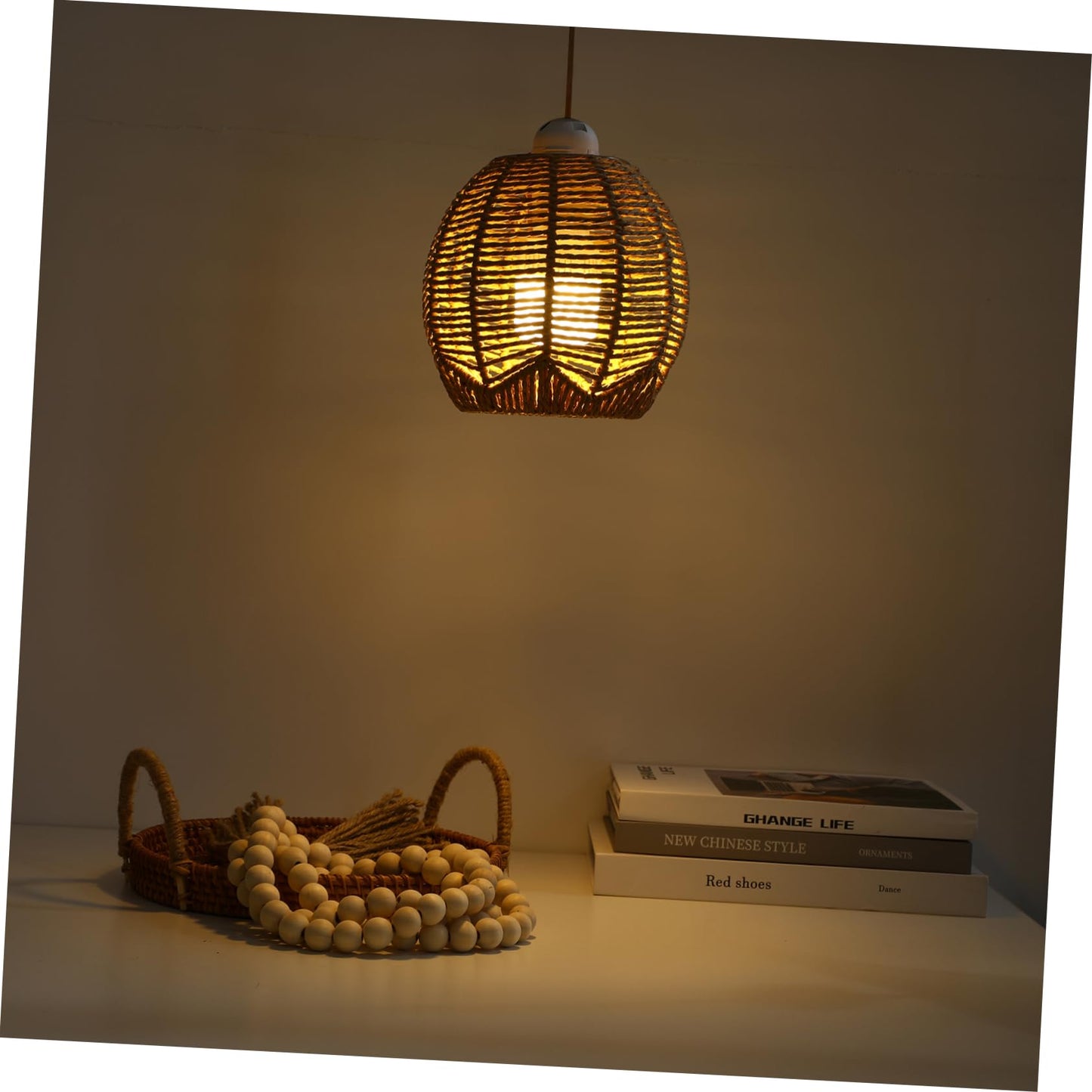 3 Retro Rattan Woven Pendant Light Cover
