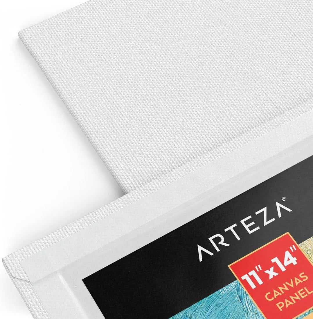 ARTEZA Premium Canvas Boards for Painting, 11 X 14 Inches, Pack of 14, Blank White Canvas Panels for Acrylic, Oil and Gouache Painting