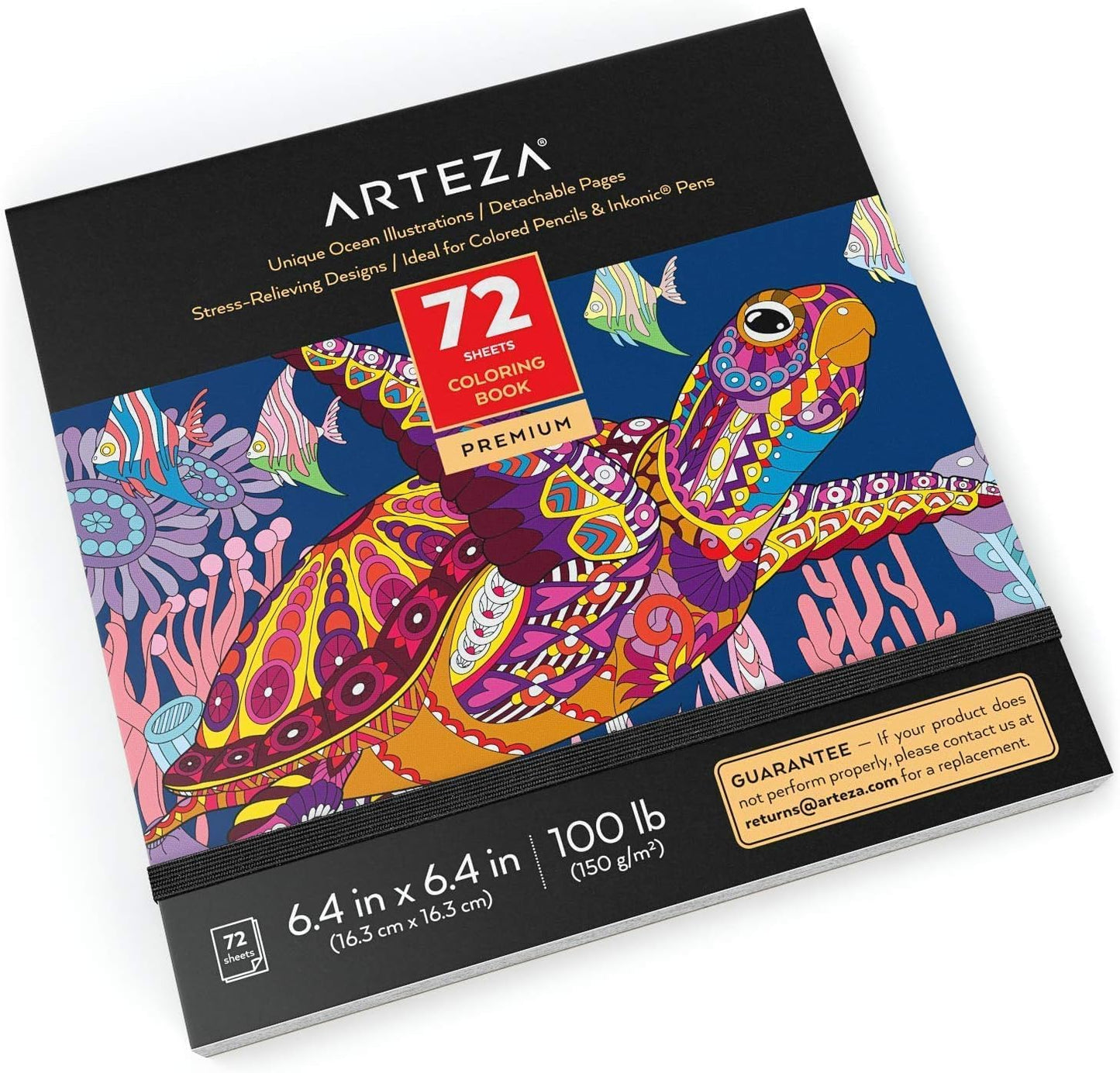 ARTEZA Adult Coloring Books, Floral & Mandala Designs, Pack of 2, 72 Sheets Each, 6.4X6.4 Inches Coloring Pages, 100 Lb Paper