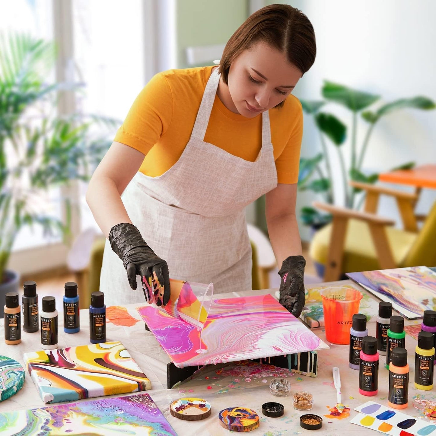 ARTEZA Premium Canvas Boards for Painting, 11 X 14 Inches, Pack of 14, Blank White Canvas Panels for Acrylic, Oil and Gouache Painting