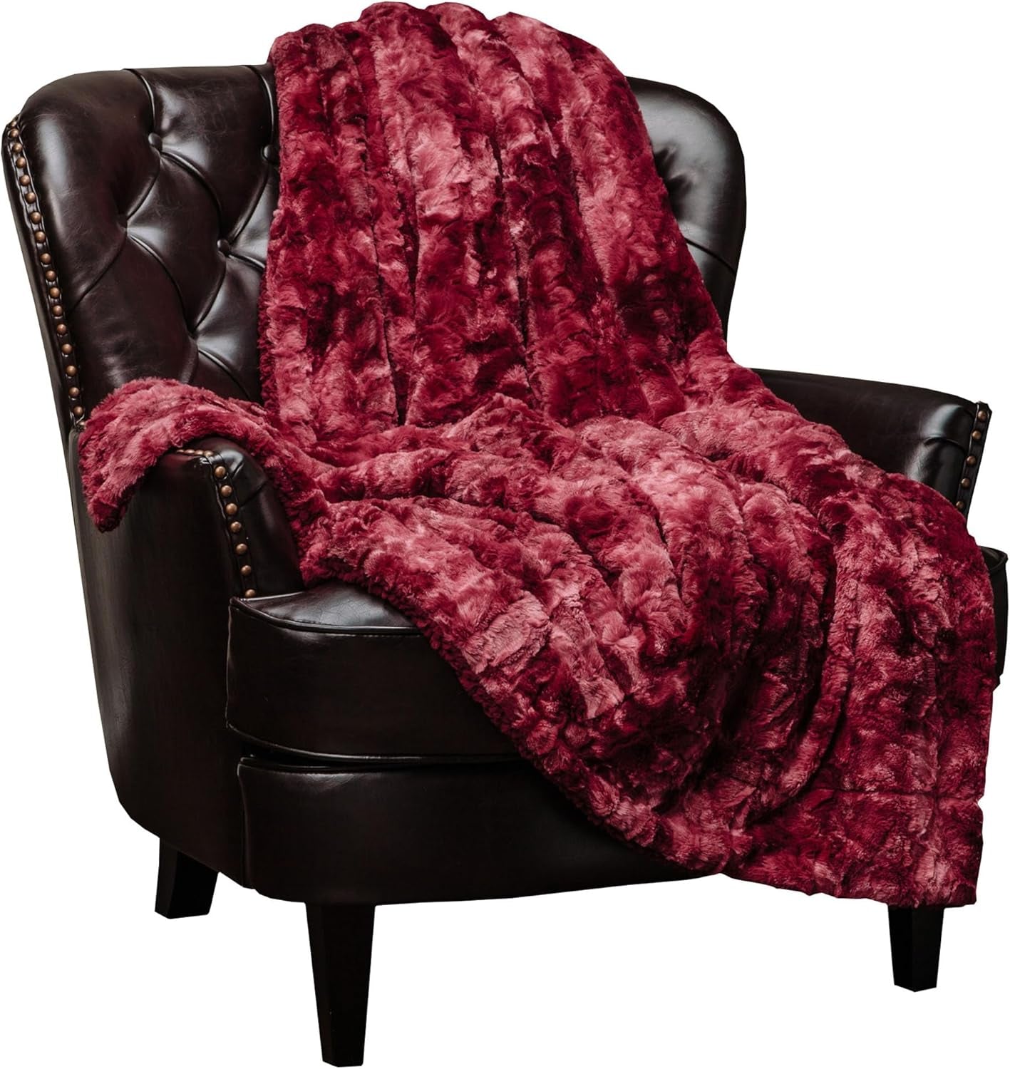 Chanasya Premium Wolf Faux Fur Throw Blanket - Soft, Fuzzy Sherpa & Minky Throw Blanket - for Bed or Couch - 60" X 70” - White