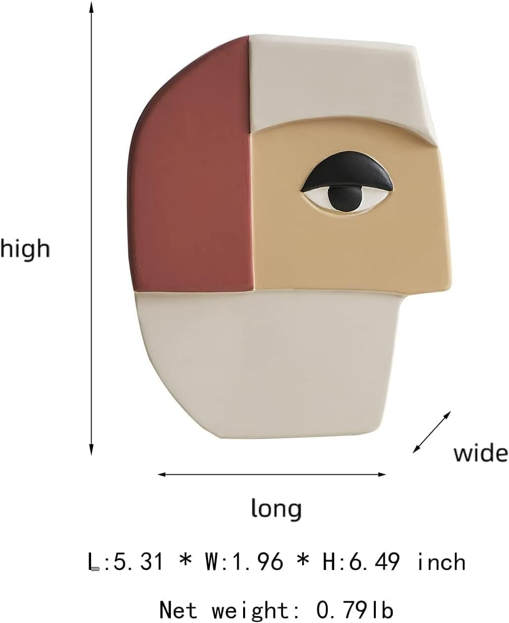 Face Flower Vase Sculpture Home Decor, Modern Abstract Resin Statue Vases, Bud Vase Gifts for Women, Small Statues Decorative for Bedroom Living Room Office Desk Bookshelf , White & Red