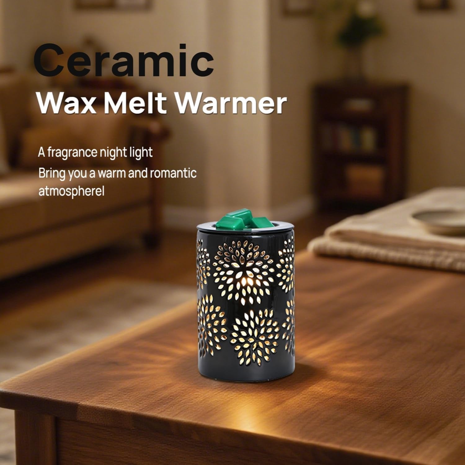 ASAWASA Ceramic Wax Melt Warmer with Timer and Silicone Dish,Candle Wax Warmer for Scented Wax & Essential Oils,Ideal Gift for Home Office Kitchen(Long White)