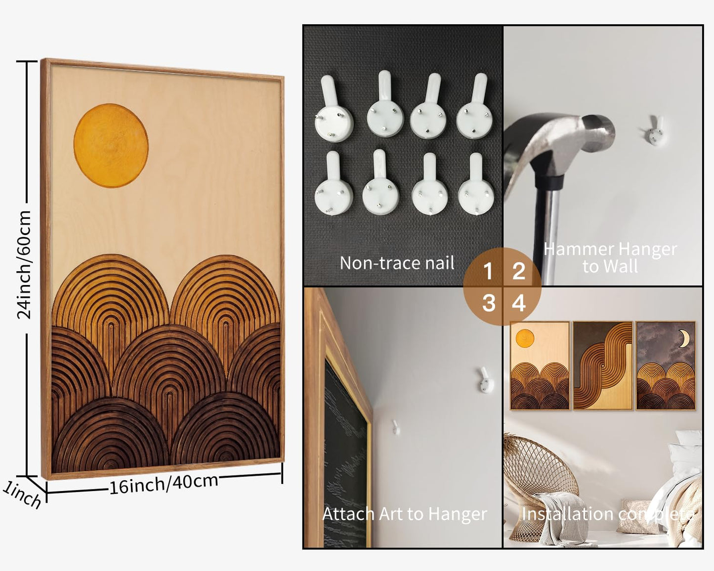 Boho Mountain Framed Canvas Wall Art