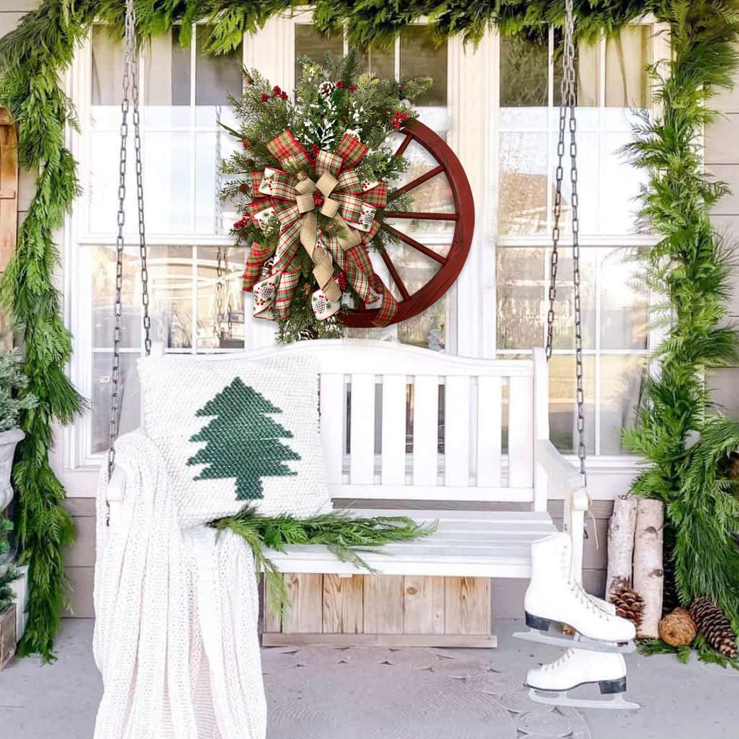 Christmas Wagon Wheel Wreath