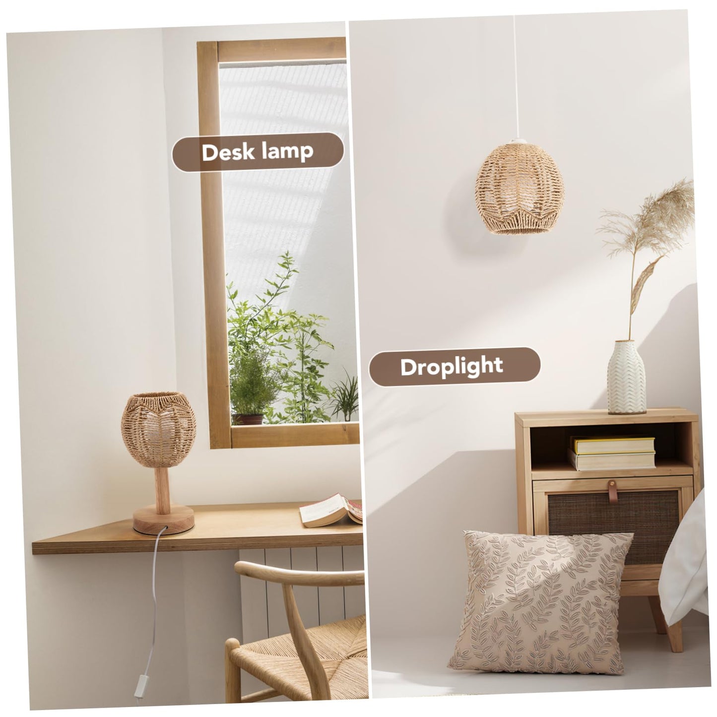 3 Retro Rattan Woven Pendant Light Cover