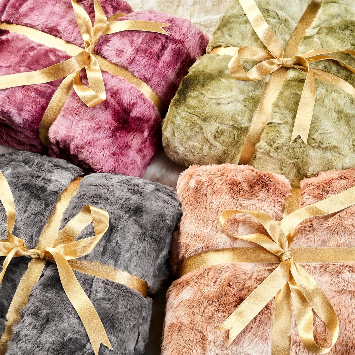 Chanasya Premium Wolf Faux Fur Throw Blanket - Soft, Fuzzy Sherpa & Minky Throw Blanket - for Bed or Couch - 60" X 70” - White