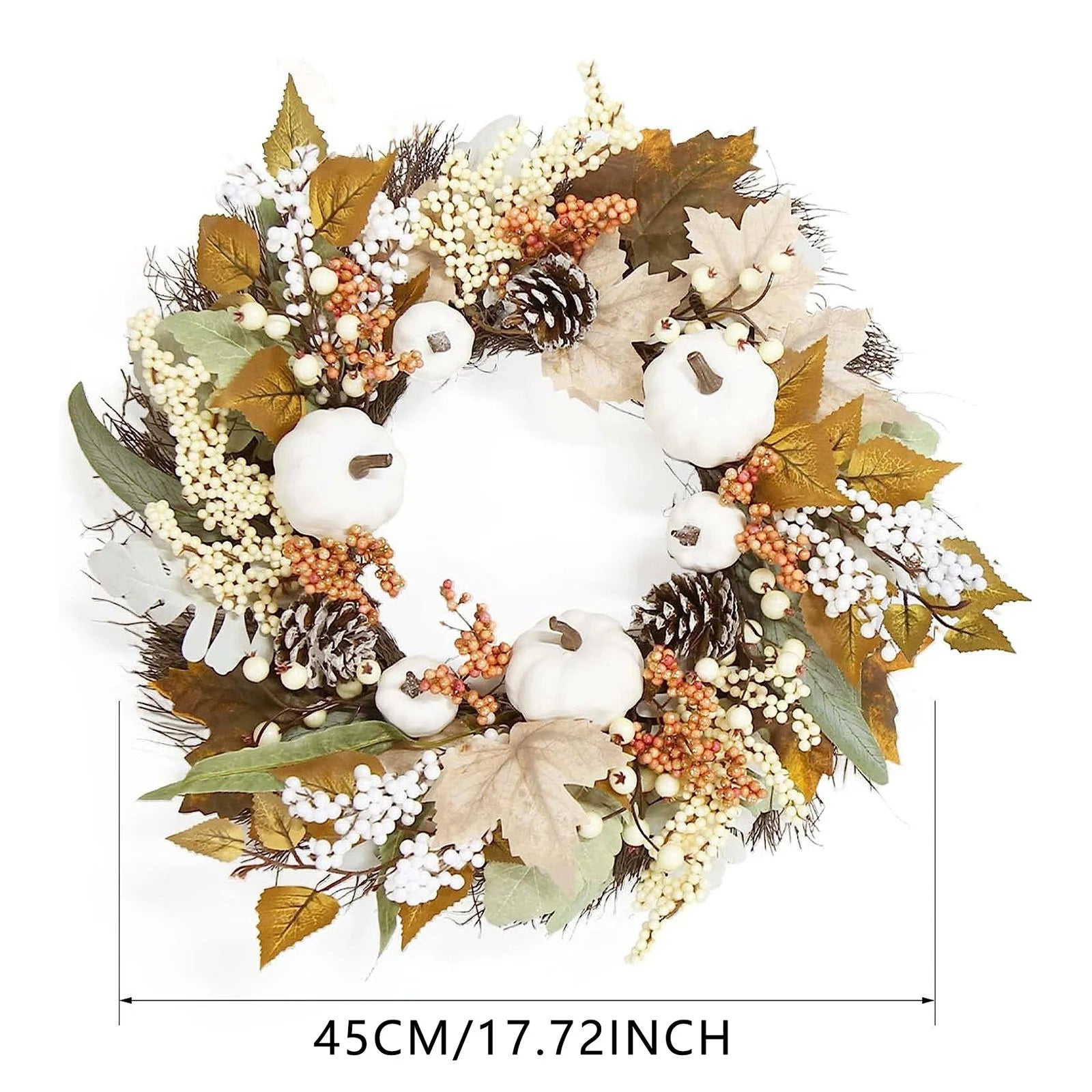 Clearance Sale!  Fall Decor Fall Wreaths for Front Door 18 Autumn Pumpkin Berry Wreath Fall Decorations for Thanksgiving Halloween Farmhouse Outdoor, Halloween Wreath, Wreath*1