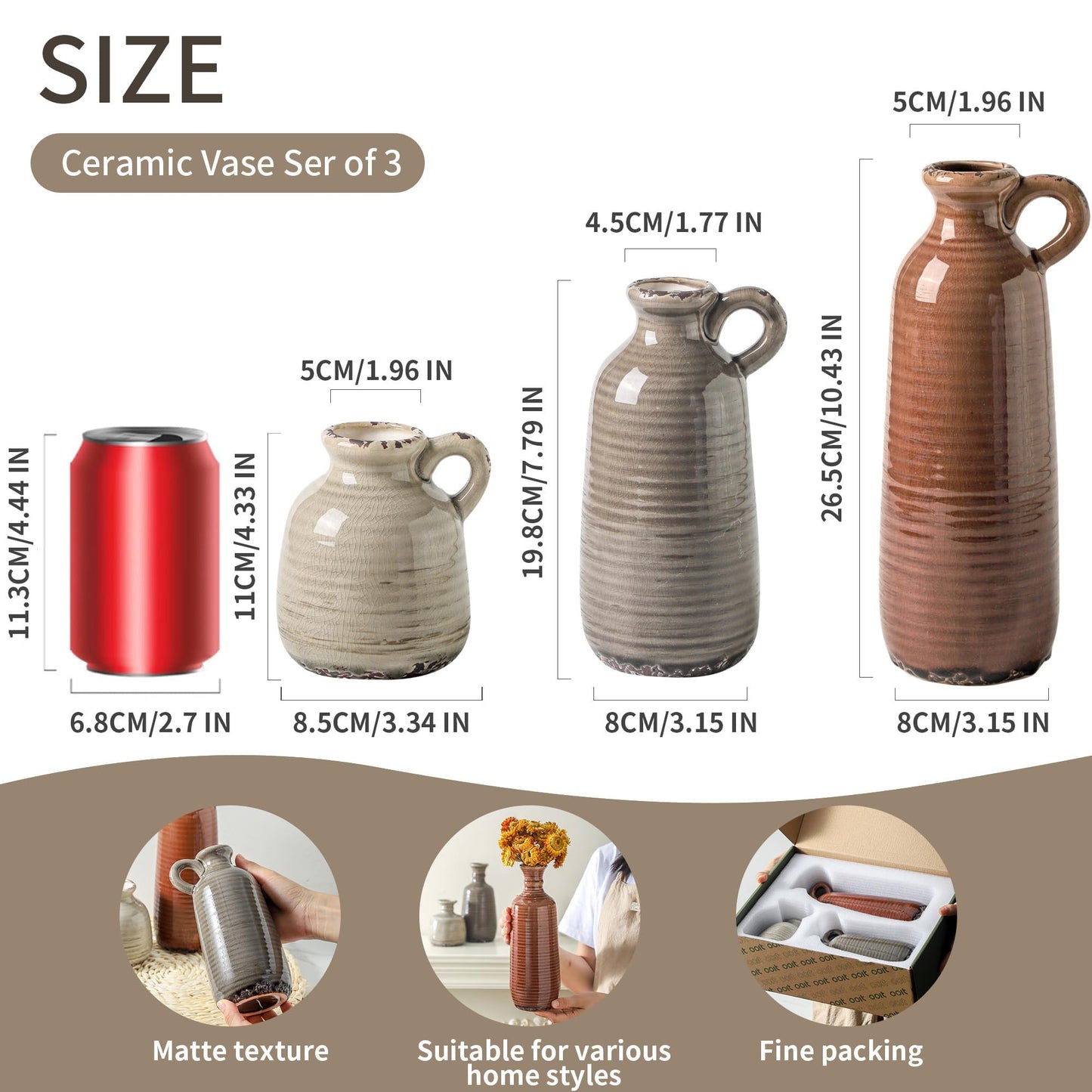 Ceramic Vases Set of 3