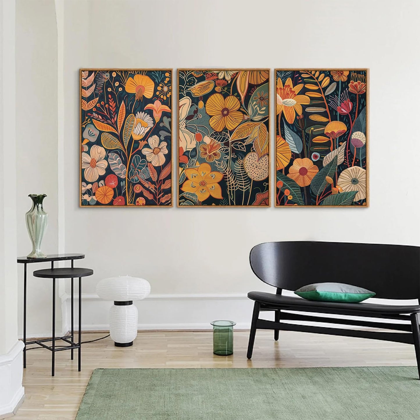 Orange Floral Framed Canvas Wall Art