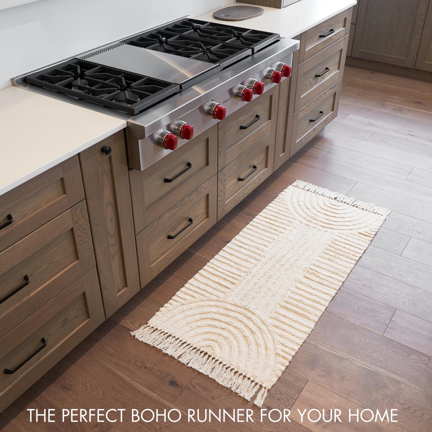 Boho Bathroom Rug with Tassels