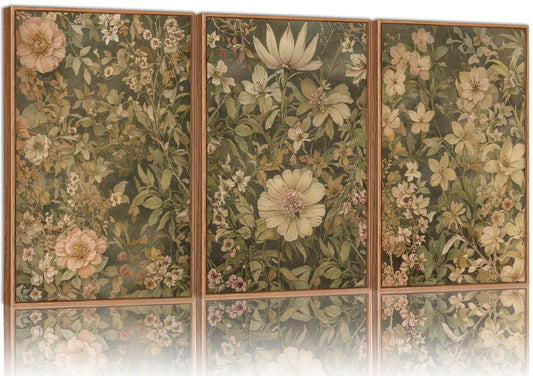 Vintage Floral Framed Canvas Wall Art