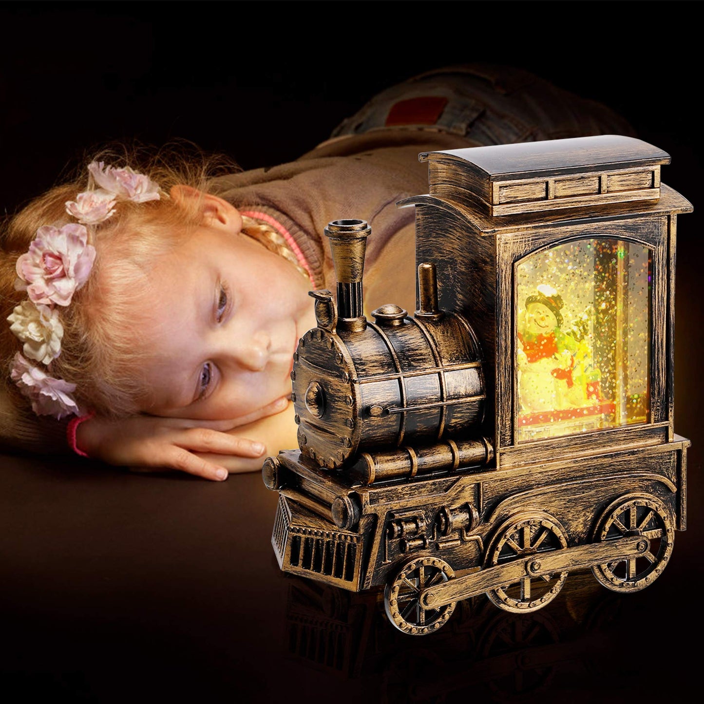 Christmas Snow Globe Lantern Train