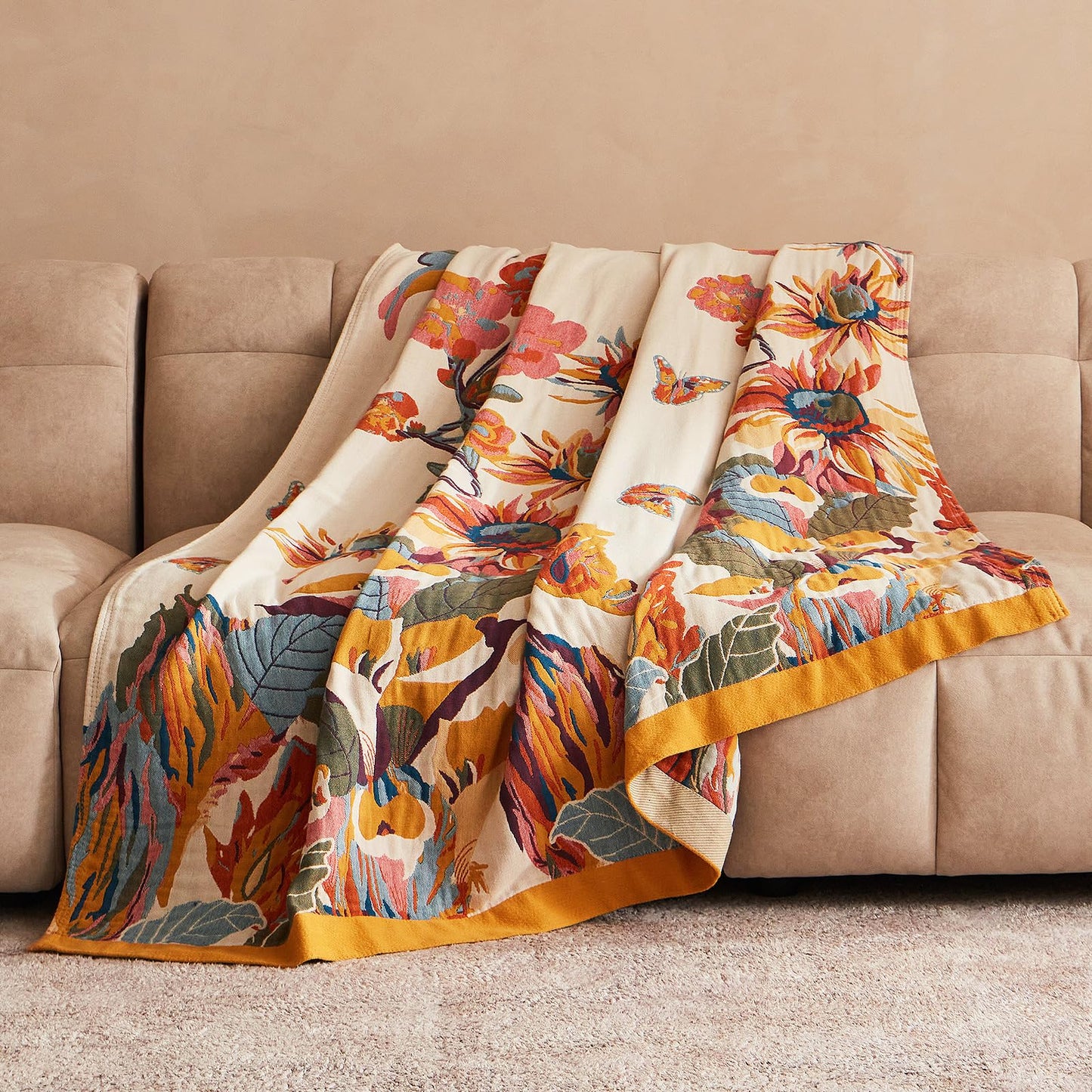 Boho Bird and Butterfly Blanket